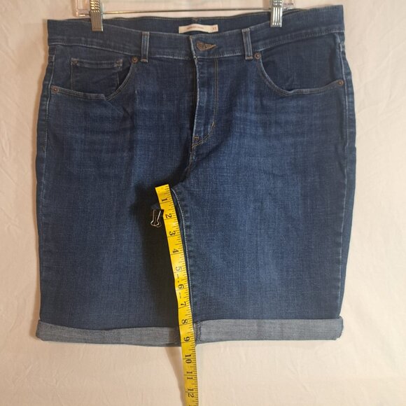 Levi's Blue‎ Bermuda Shorts Cotton Blend Size 33 Zip Solid Denim Women's - Picture 10 of 12